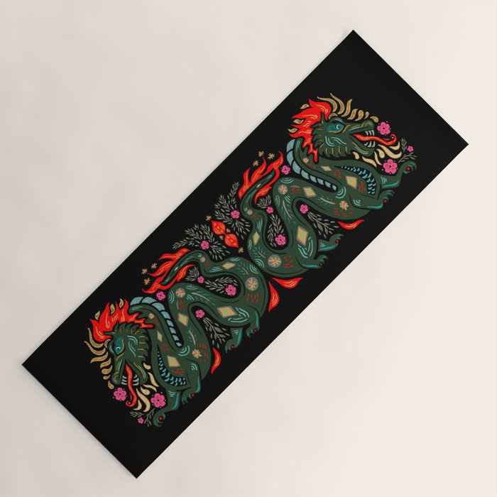 Dragon - Red, Black, Green Yoga Mat Gallery Image 1