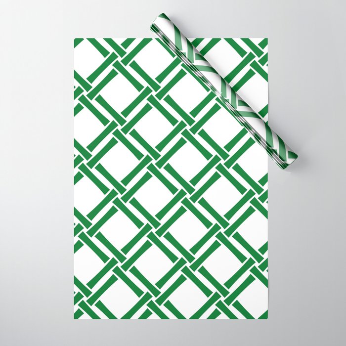 Classic Bamboo Trellis Pattern 231 Green Wrapping Paper Gallery Image 1
