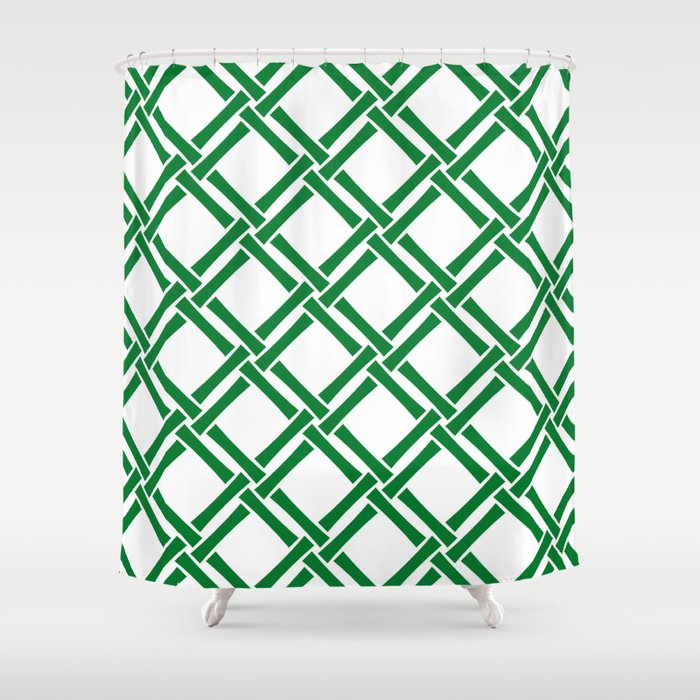 Classic Bamboo Trellis Pattern 231 Green Shower Curtain Gallery Image 1