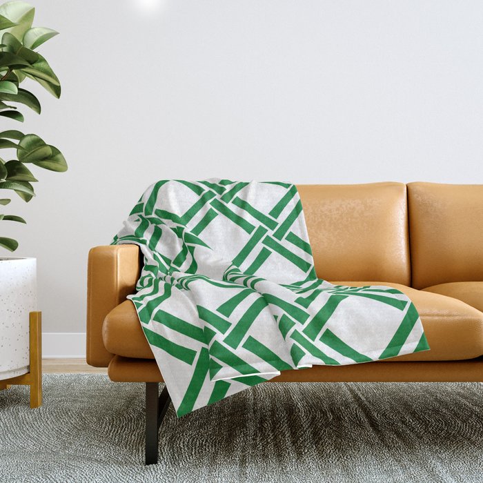 Classic Bamboo Trellis Pattern 231 Green Throw Blanket Gallery Image 1