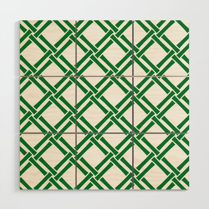 Classic Bamboo Trellis Pattern 231 Green Wood Wall Art Gallery Image 1