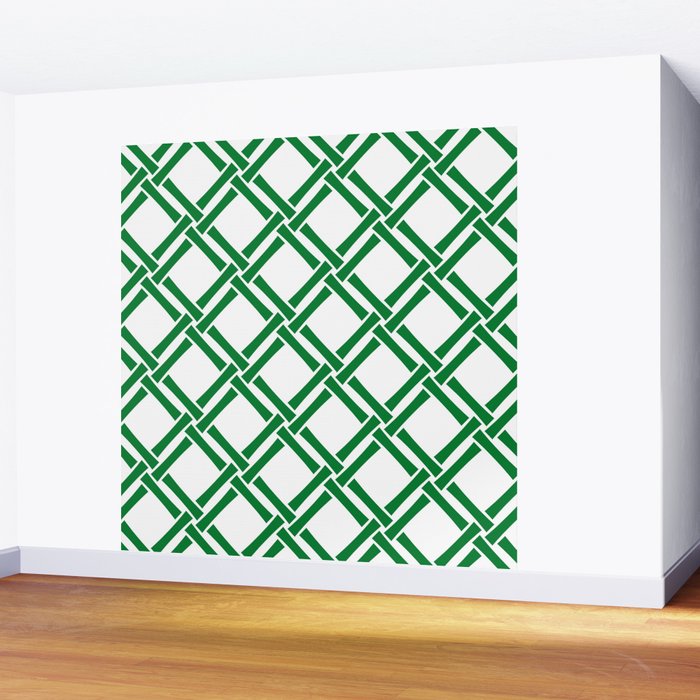 Classic Bamboo Trellis Pattern 231 Green Wall Mural Gallery Image 2