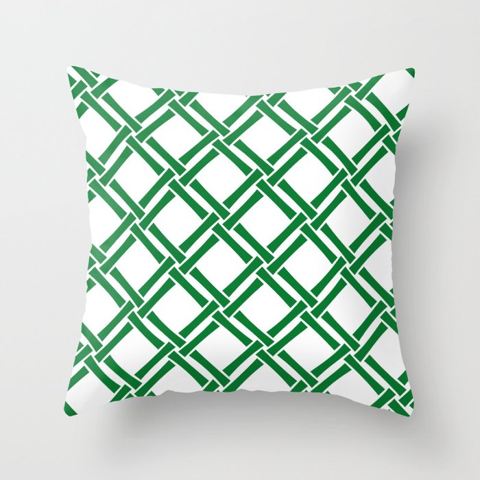 Classic Bamboo Trellis Pattern 231 Green Throw Pillow Gallery Image 6