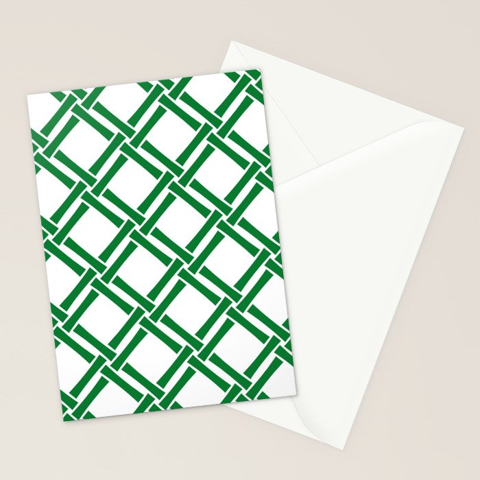 Classic Bamboo Trellis Pattern 231 Green Stationery Card Gallery Image 2