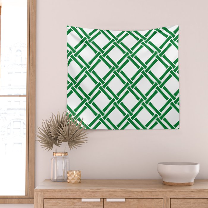 Classic Bamboo Trellis Pattern 231 Green Wall Tapestry Gallery Image 2