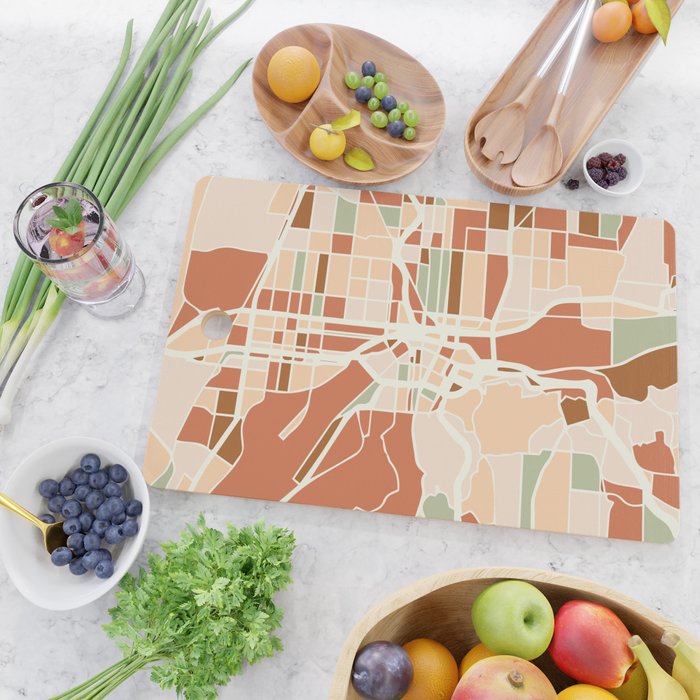 PORTLAND OREGON CITY MAP EARTH TONES Cutting Board Gallery Image 2