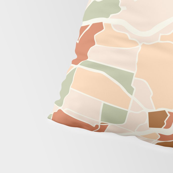 PORTLAND OREGON CITY MAP EARTH TONES Pillow Sham Gallery Image 4