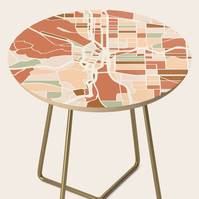 PORTLAND OREGON CITY MAP EARTH TONES Side Table Gallery Image 2
