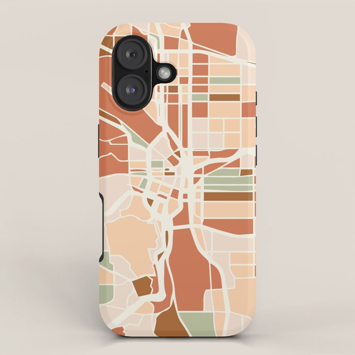 PORTLAND OREGON CITY MAP EARTH TONES iPhone Case Gallery Image 1