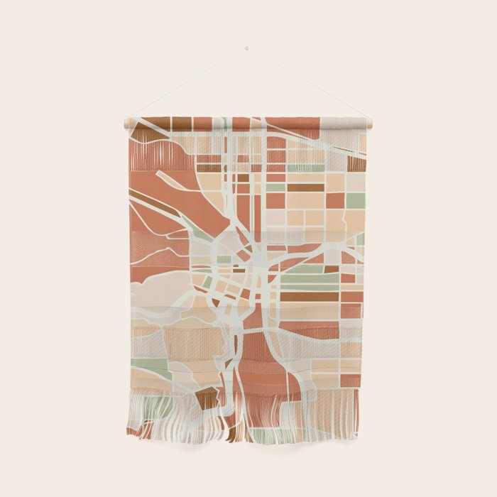 PORTLAND OREGON CITY MAP EARTH TONES Wall Hanging Gallery Image 1