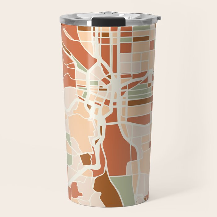 PORTLAND OREGON CITY MAP EARTH TONES Travel Mug Gallery Image 1