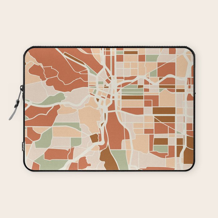 PORTLAND OREGON CITY MAP EARTH TONES Laptop Sleeve Gallery Image 1