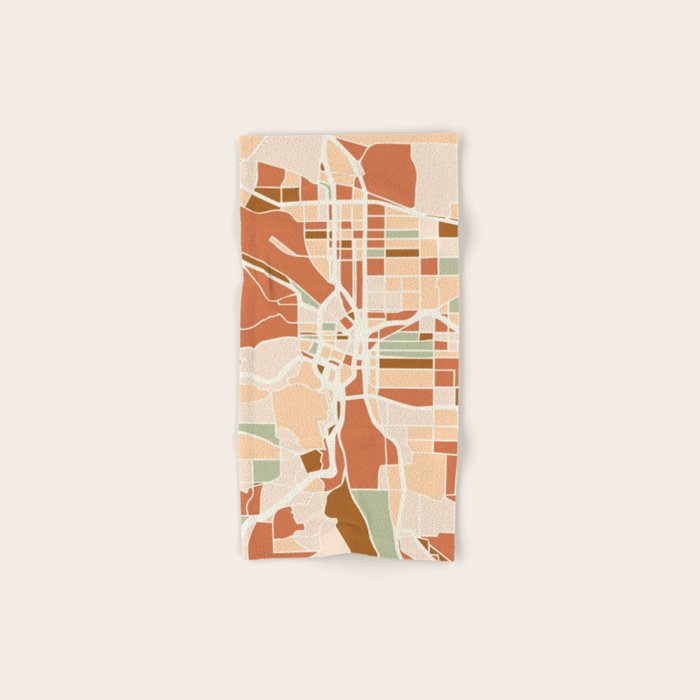PORTLAND OREGON CITY MAP EARTH TONES Bath Towel Gallery Image 1