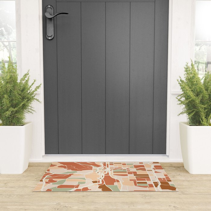 PORTLAND OREGON CITY MAP EARTH TONES Welcome Mat Gallery Image 3