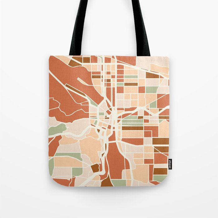 PORTLAND OREGON CITY MAP EARTH TONES Tote Bag Gallery Image 1