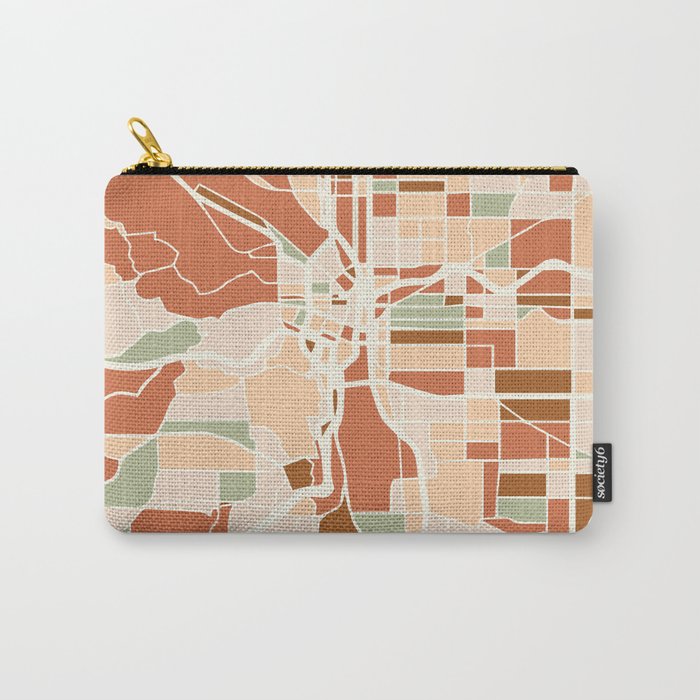 PORTLAND OREGON CITY MAP EARTH TONES Carry All Pouch Gallery Image 1