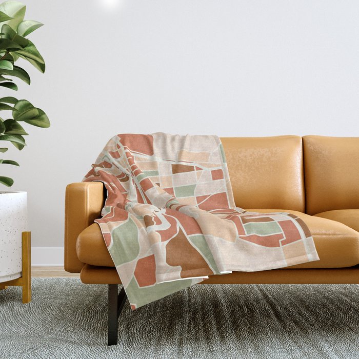 PORTLAND OREGON CITY MAP EARTH TONES Throw Blanket Gallery Image 1