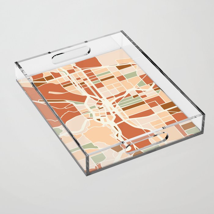 PORTLAND OREGON CITY MAP EARTH TONES Acrylic Tray Gallery Image 1