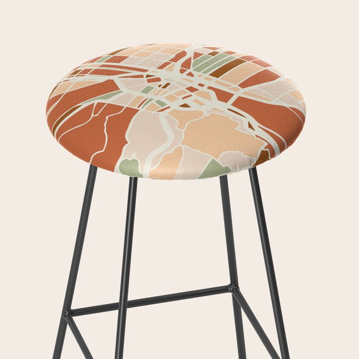 PORTLAND OREGON CITY MAP EARTH TONES Stool Gallery Image 2