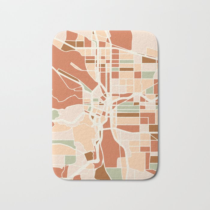 PORTLAND OREGON CITY MAP EARTH TONES Bath Mat Gallery Image 1