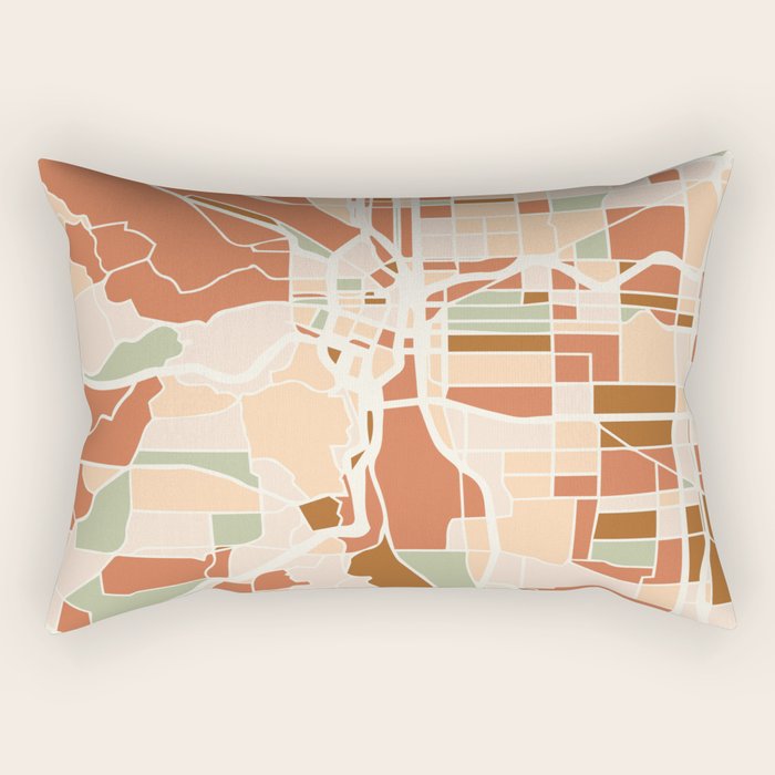 PORTLAND OREGON CITY MAP EARTH TONES Rectangular Pillow Gallery Image 1