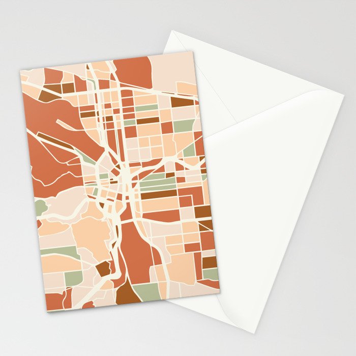 PORTLAND OREGON CITY MAP EARTH TONES Stationery Card Gallery Image 2