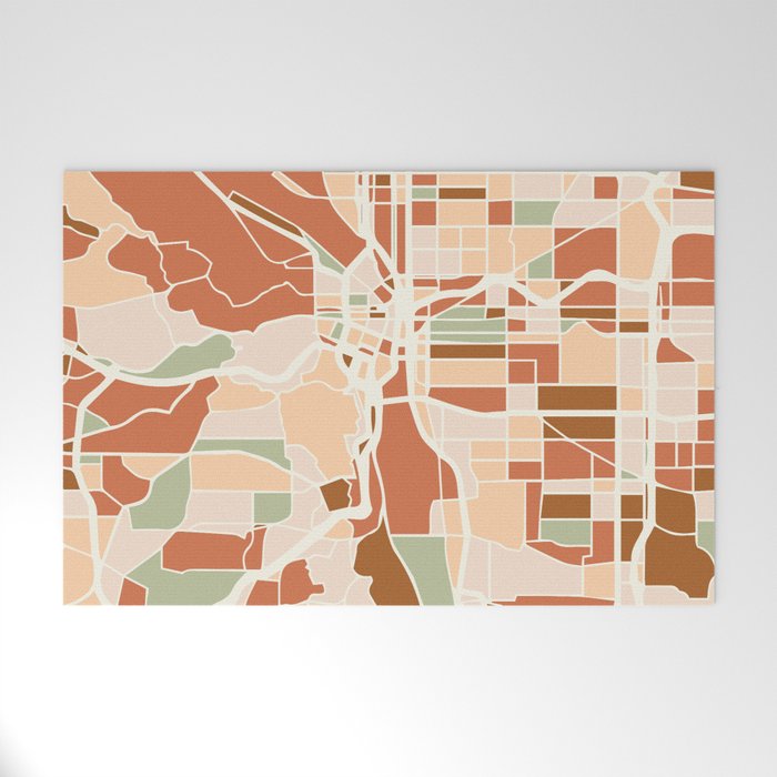 PORTLAND OREGON CITY MAP EARTH TONES Welcome Mat Gallery Image 1