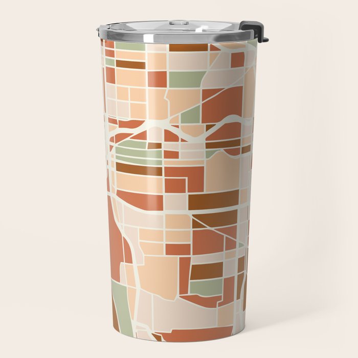PORTLAND OREGON CITY MAP EARTH TONES Travel Mug Gallery Image 2