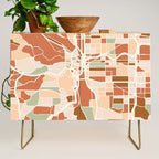 PORTLAND OREGON CITY MAP EARTH TONES Credenza Gallery Image 1