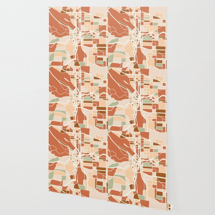 PORTLAND OREGON CITY MAP EARTH TONES Wallpaper Gallery Image 2