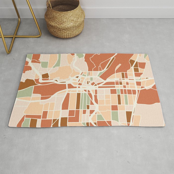 PORTLAND OREGON CITY MAP EARTH TONES Rug Gallery Image 1