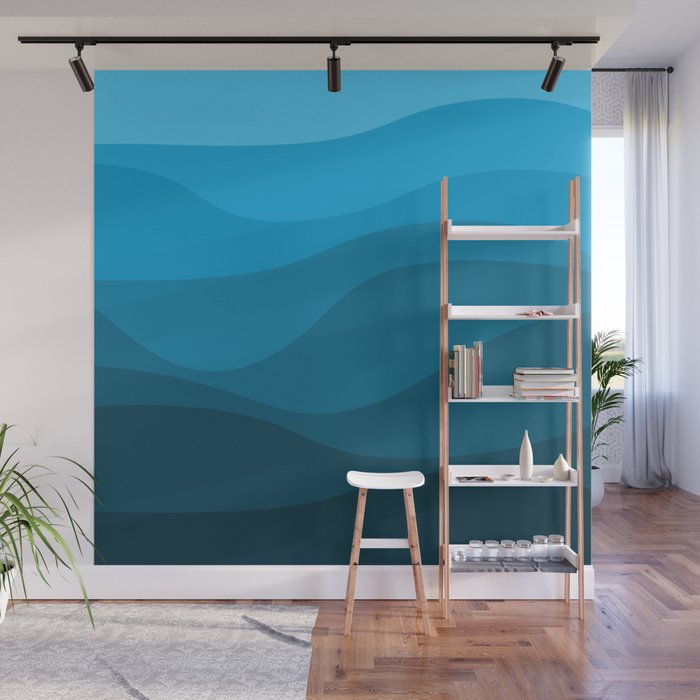 Blue wavy ocean Wall Mural Gallery Image 1