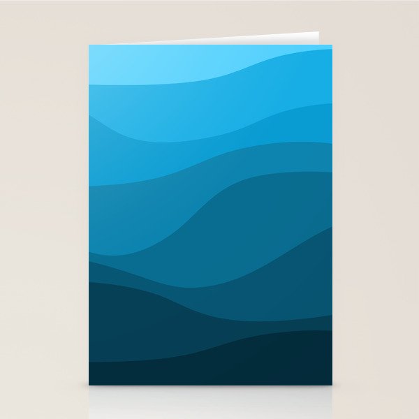 Blue wavy ocean Stationery Card Gallery Image 2