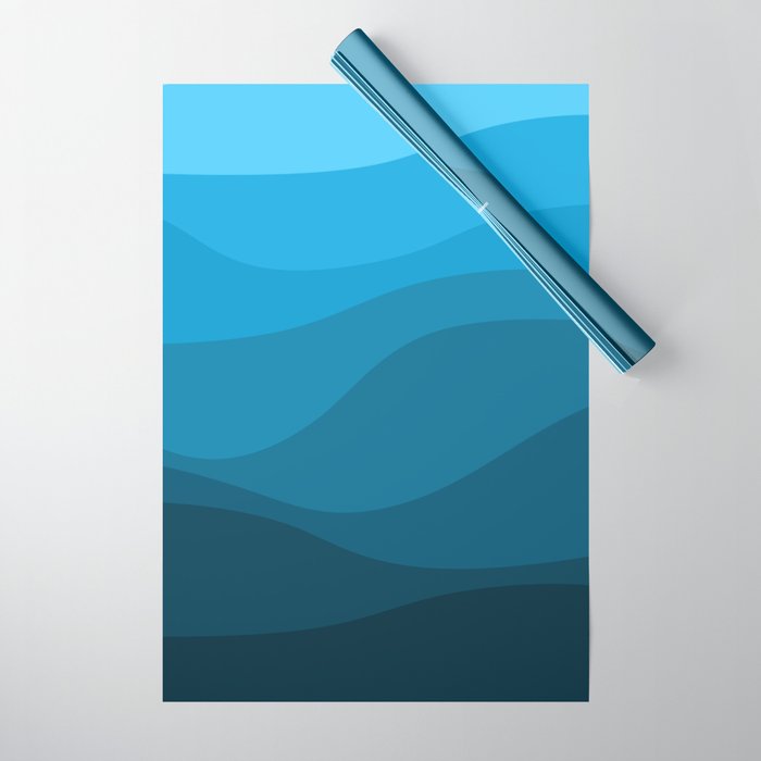 Blue wavy ocean Wrapping Paper Gallery Image 1