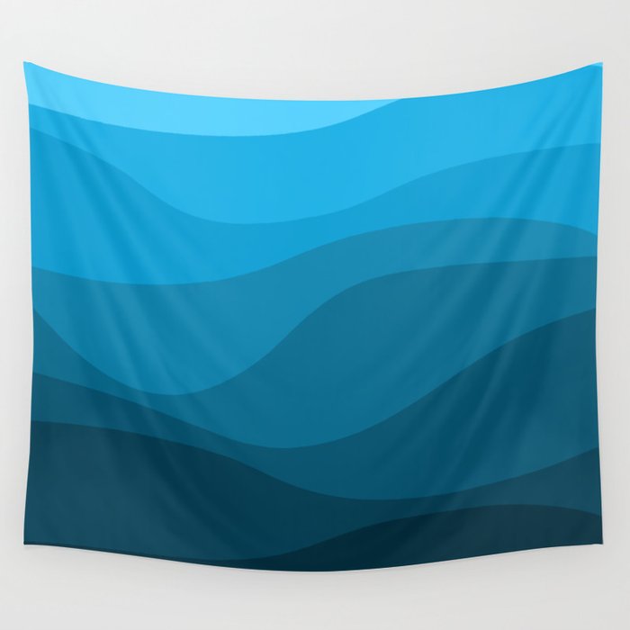 Blue wavy ocean Wall Tapestry Gallery Image 4