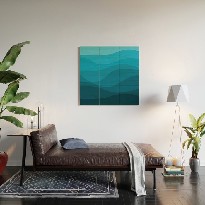 Blue wavy ocean Wood Wall Art Gallery Image 2