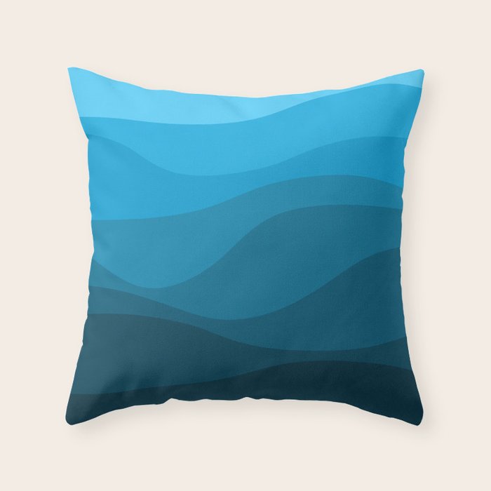 Blue wavy ocean Throw Pillow Gallery Image 1