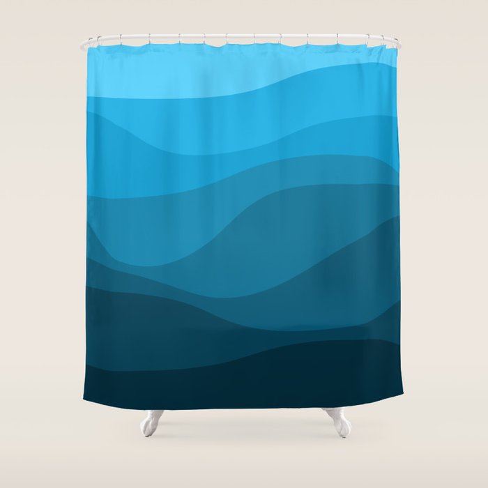 Blue wavy ocean Shower Curtain Gallery Image 1