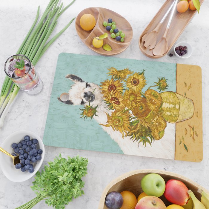 Naughty Llama and The Sunflowers Cutting Board Gallery Image 2