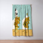 Naughty Llama and The Sunflowers Window Curtain Gallery Image 3