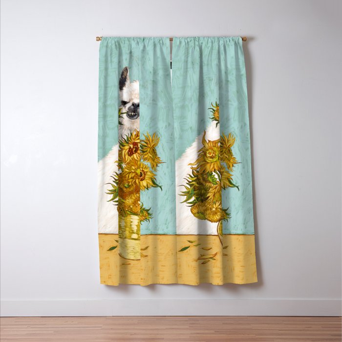 Naughty Llama and The Sunflowers Window Curtain Gallery Image 3