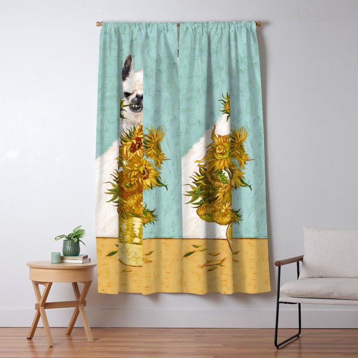 Naughty Llama and The Sunflowers Window Curtain Gallery Image 5