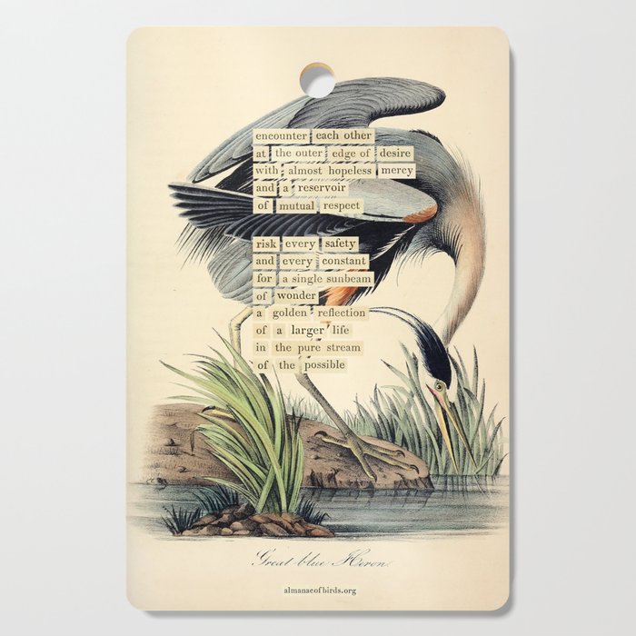 Bird Divinations: Great Blue Heron (about: almanacofbirds.org) Cutting Board Gallery Image 1