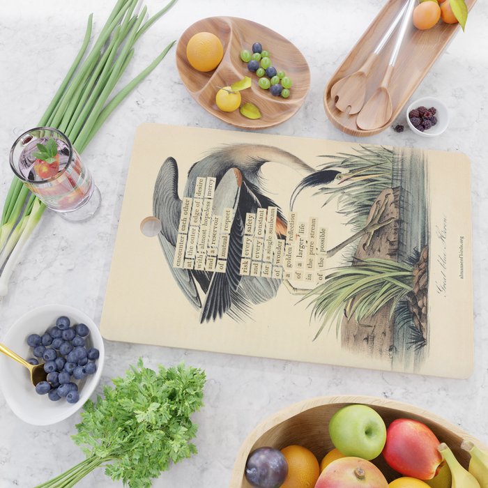 Bird Divinations: Great Blue Heron (about: almanacofbirds.org) Cutting Board Gallery Image 2