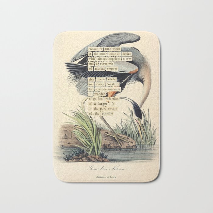 Bird Divinations: Great Blue Heron (about: almanacofbirds.org) Bath Mat Gallery Image 1