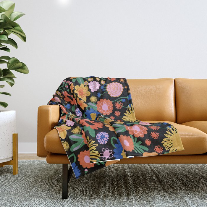 Night flowers pattern Throw Blanket Gallery Image 1