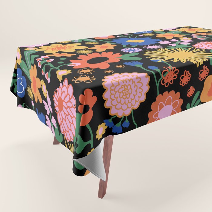 Night flowers pattern Tablecloth Gallery Image 1