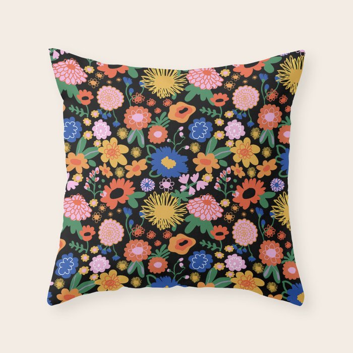 Night flowers pattern Throw Pillow Gallery Image 6
