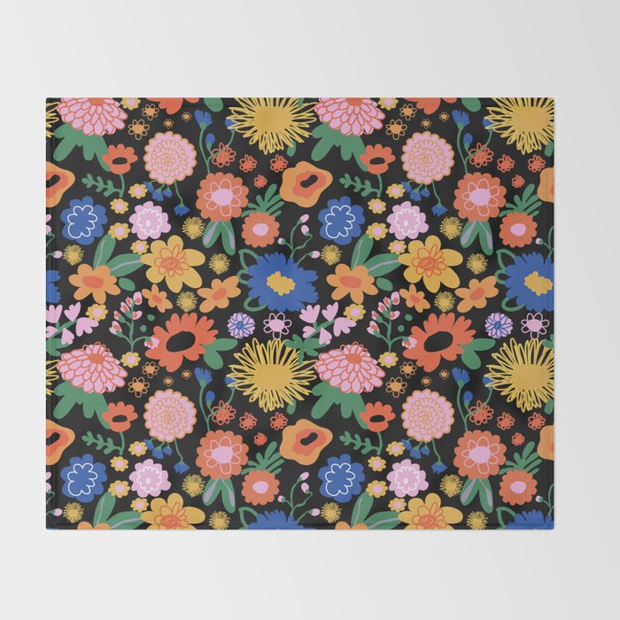 Night flowers pattern Throw Blanket Gallery Image 2