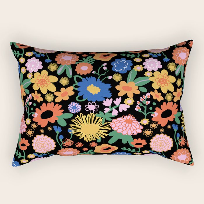Night flowers pattern Rectangular Pillow Gallery Image 1